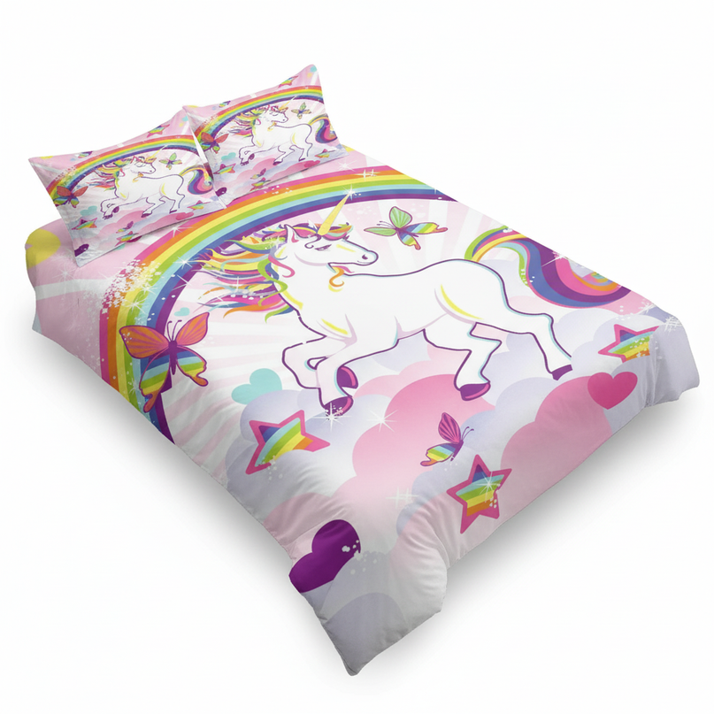 sunburst butterfly unicorn bedding - white-bg