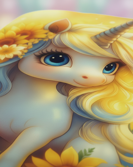 sunflower chibi unicorn bedding - detail