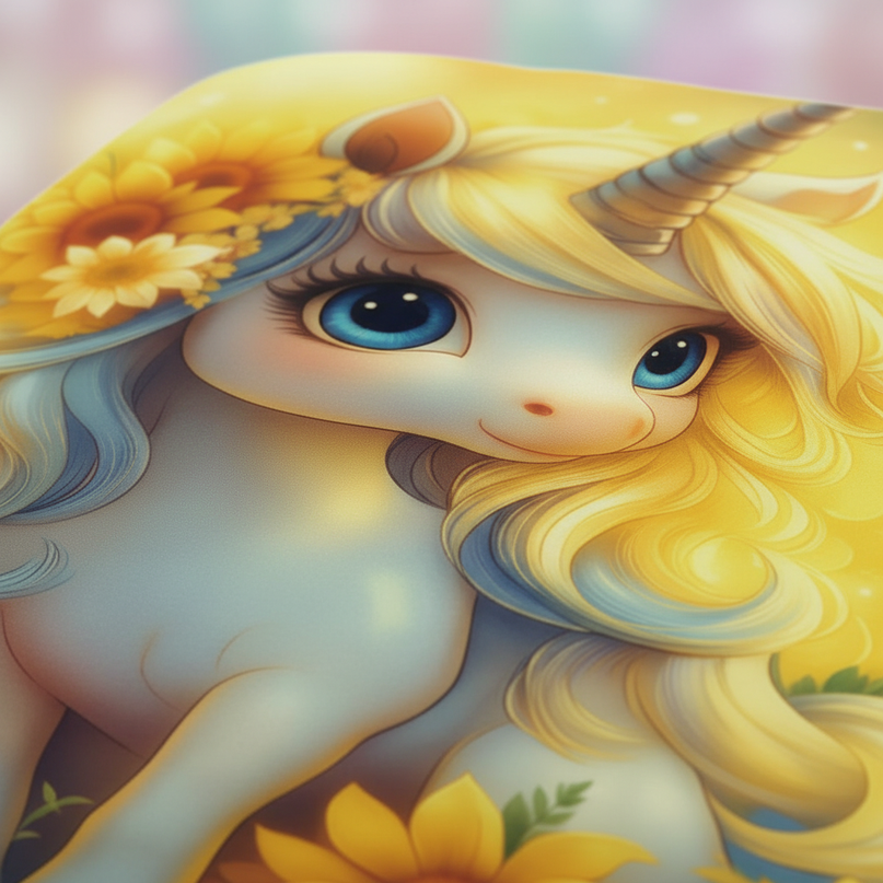 sunflower chibi unicorn bedding - detail