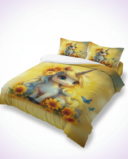 sunflower chibi unicorn bedding - white-bg