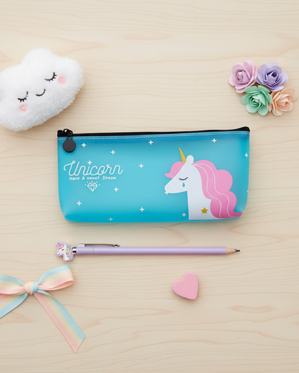 sweet dreams unicorn pencil case - flat-lay