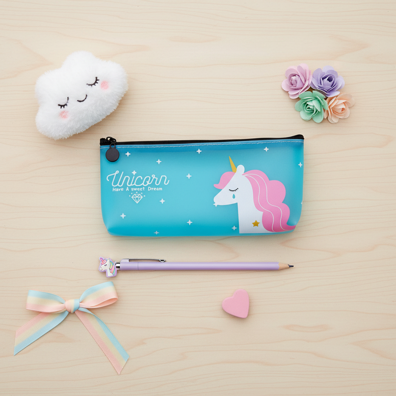 sweet dreams unicorn pencil case - flat-lay