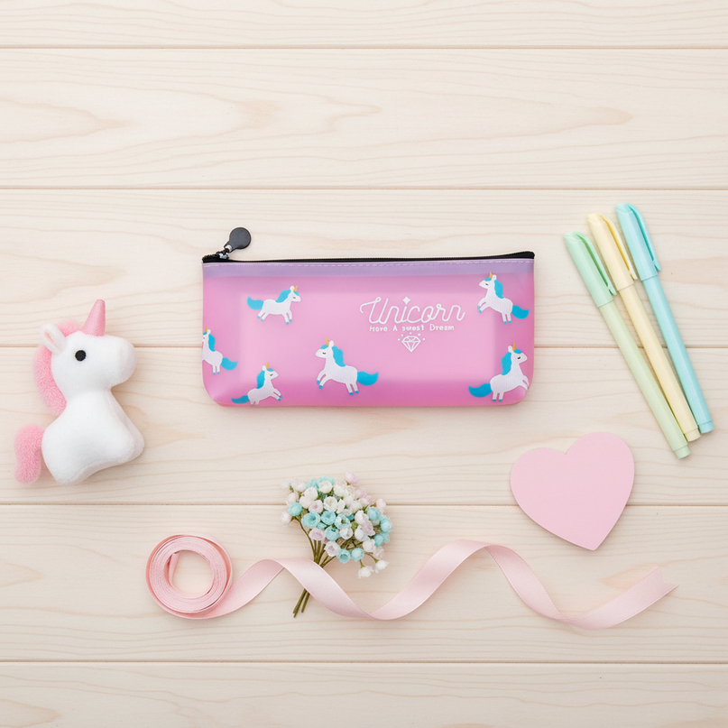 sweet unicorn pencil case - flat-lay