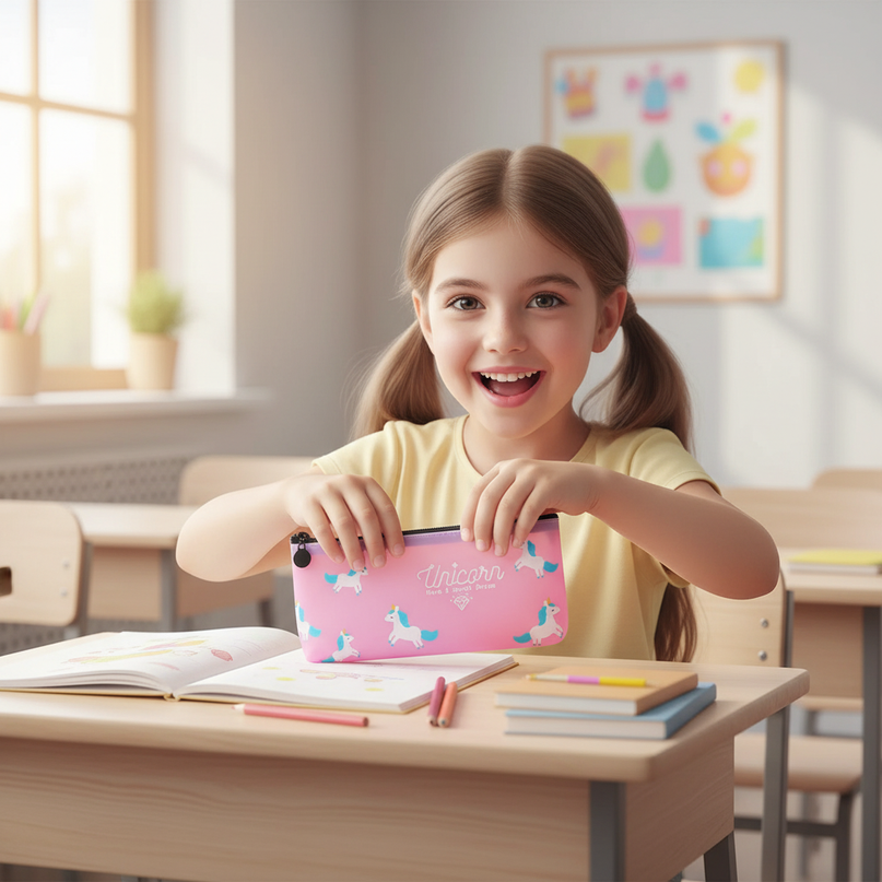 sweet unicorn pencil case - in-use