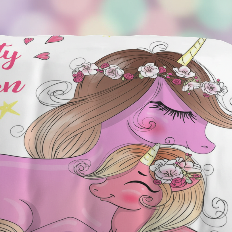 sweety pink mama unicorn bedding - detail