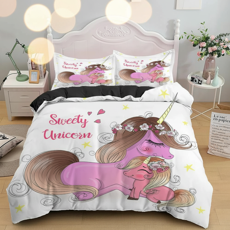 sweety pink mama unicorn bedding - lifestyle