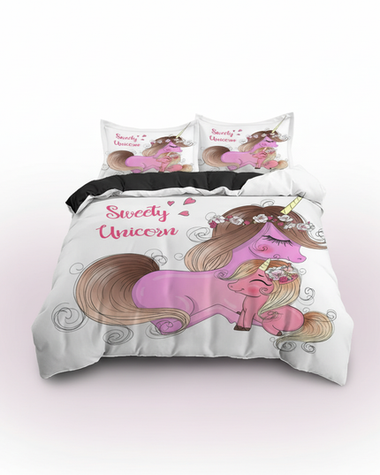 sweety pink mama unicorn bedding - white-bg