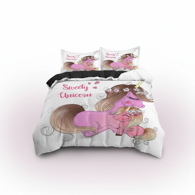 sweety pink mama unicorn bedding - white-bg