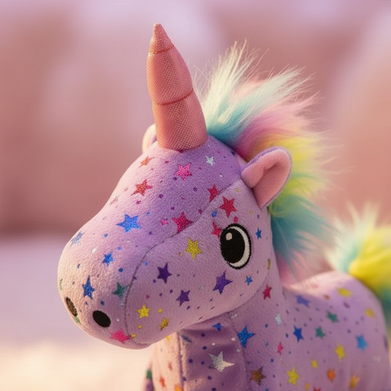 talking unicorn plush - detail