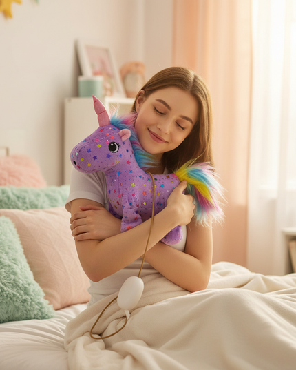 talking unicorn plush - in-use
