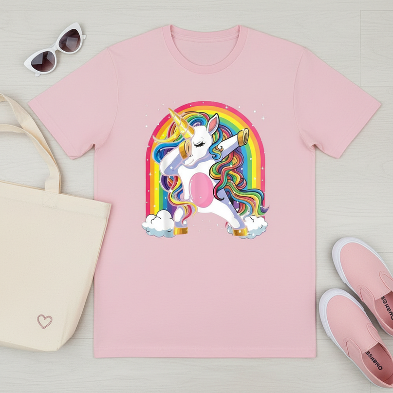 teacher unicorn shirt - flat-lay