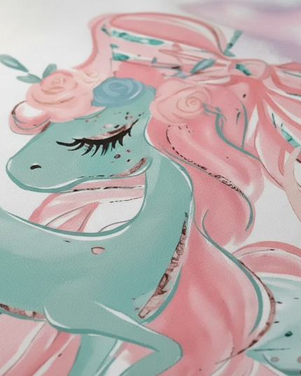 teal ballerina unicorn bedding - detail