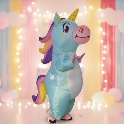 teal inflatable costume unicorn - lifestyle