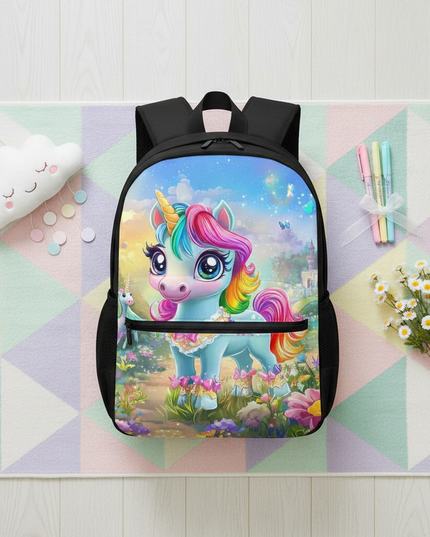 teal unicorn backpack girls - flat-lay