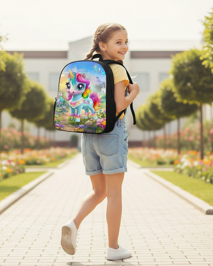 teal unicorn backpack girls - in-use