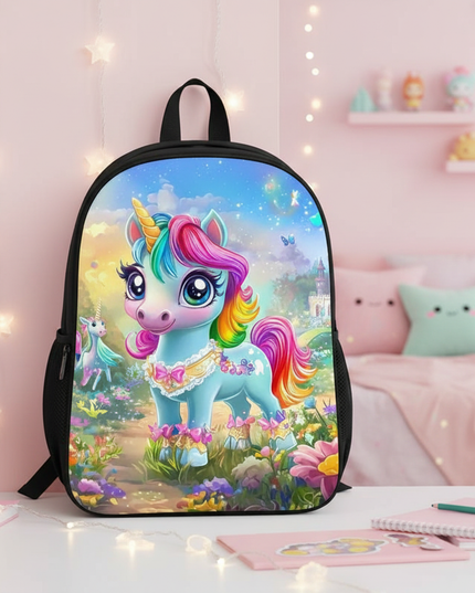 teal unicorn backpack girls - lifestyle