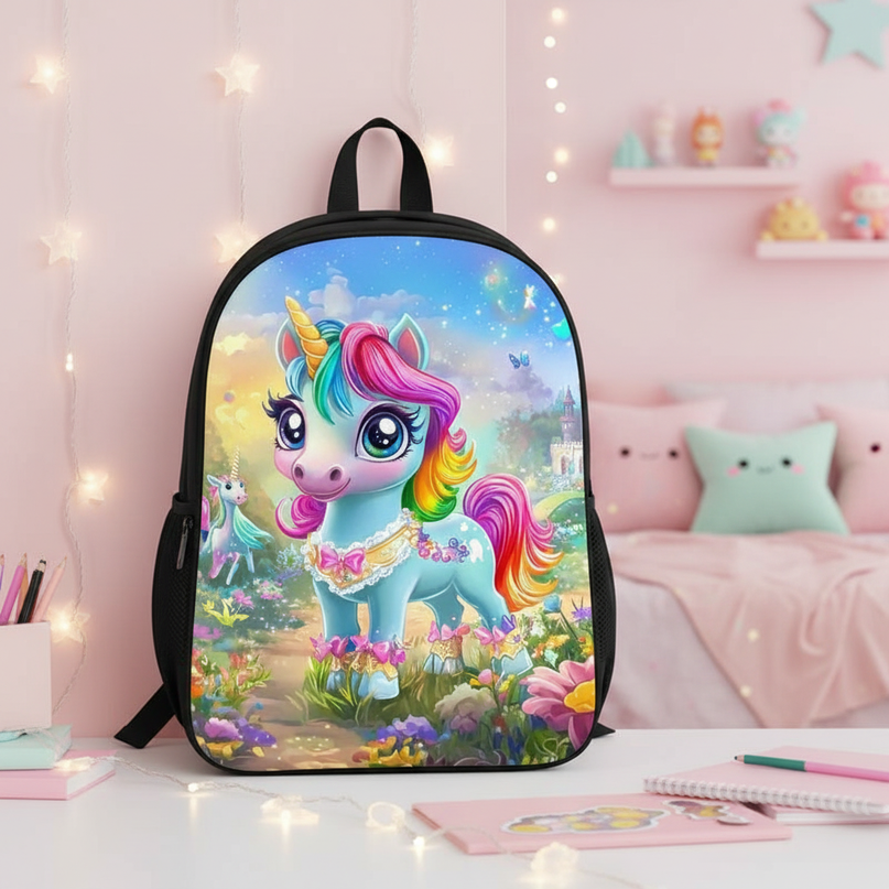 teal unicorn backpack girls - lifestyle