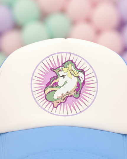 teal unicorn hat - detail