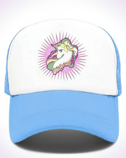 teal unicorn hat - white-bg