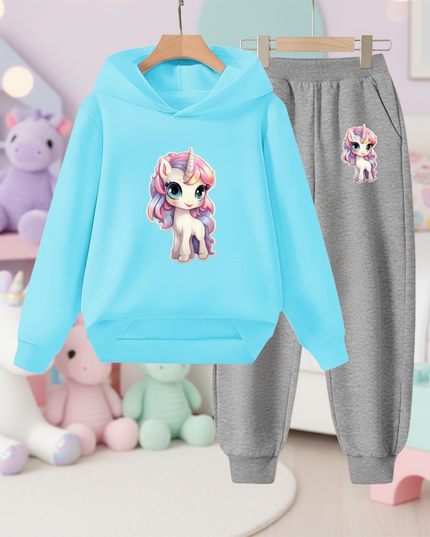 teal unicorn hoodie kids - lifestyle