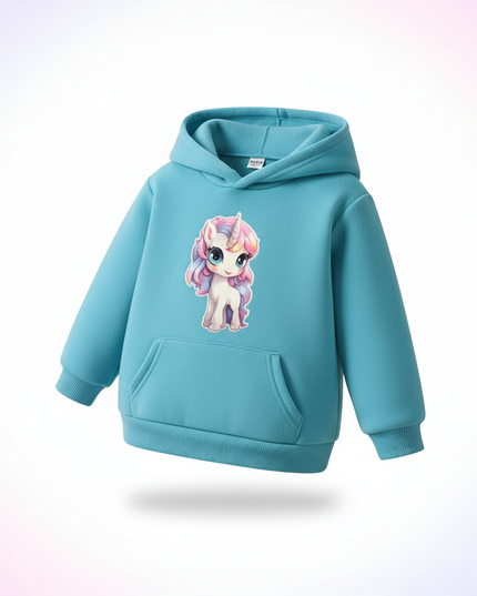 teal unicorn hoodie kids - white-bg