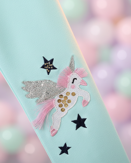 teal unicorn leggings - detail