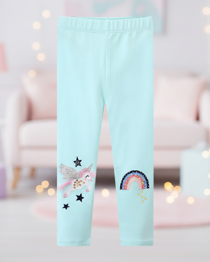 teal unicorn leggings - lifestyle