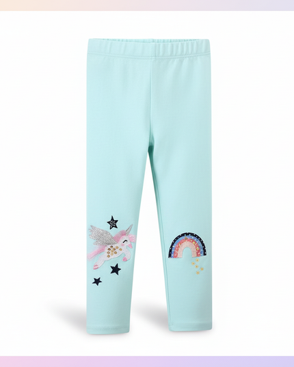 teal unicorn leggings - white-bg