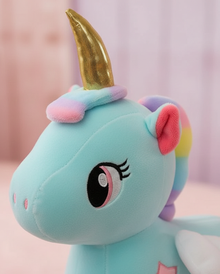 teal unicorn plush - detail