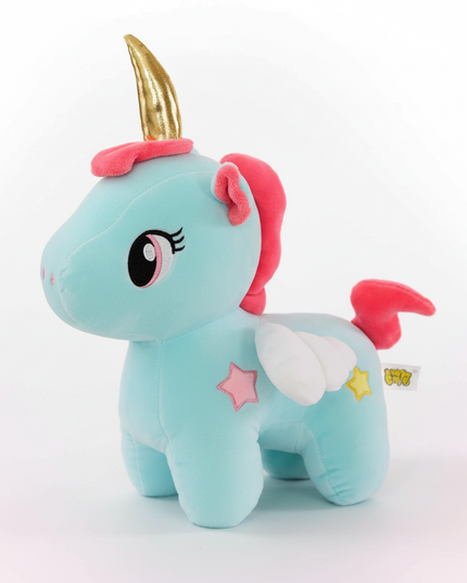 teal unicorn plush - white-bg
