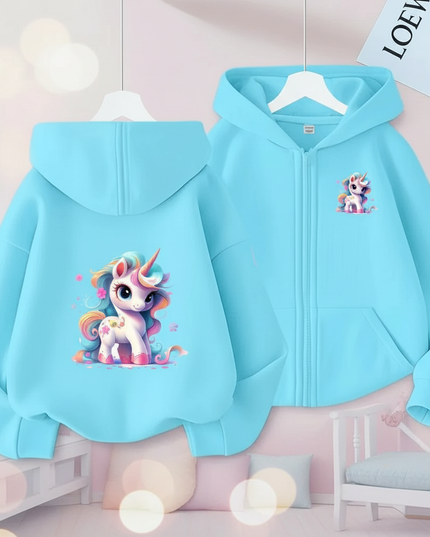 teal unicorn zip hoodie - lifestyle