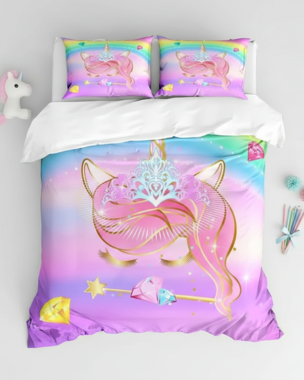 tiara unicorn bedding - flat-lay