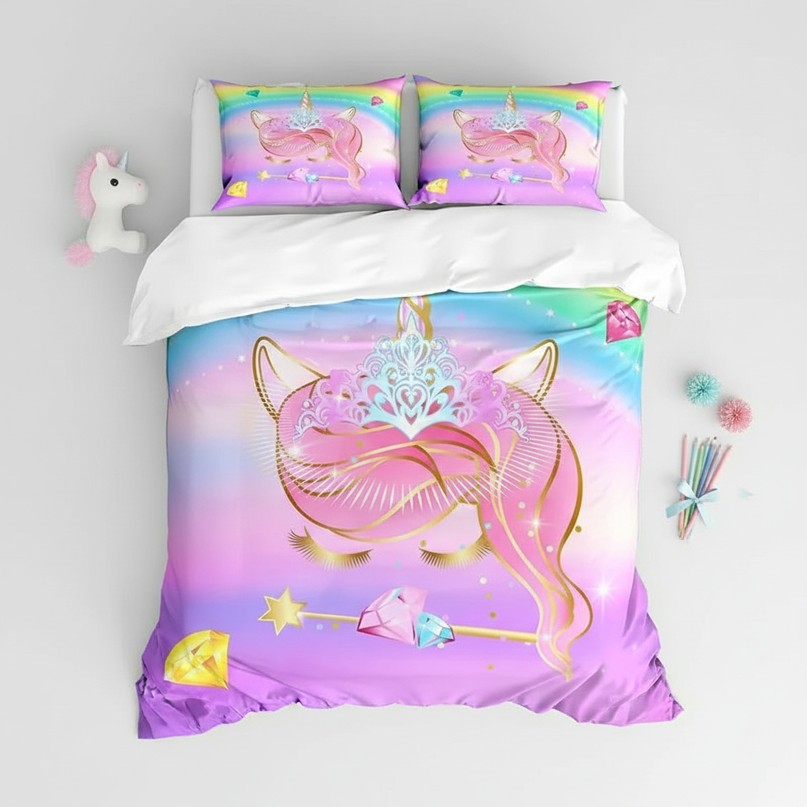 tiara unicorn bedding - flat-lay