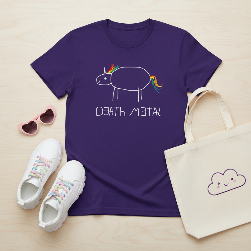 tie dye unicorn shirt - flat-lay