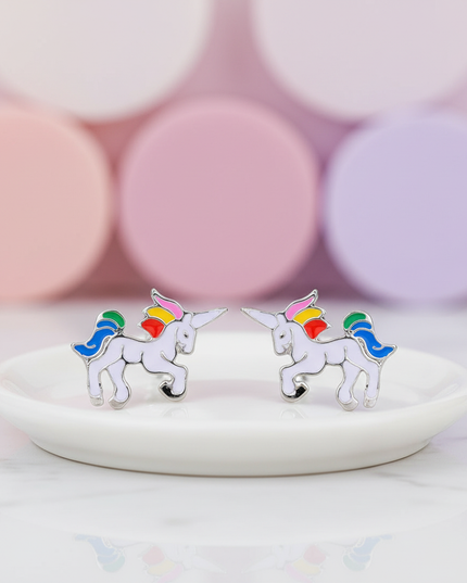 tiny unicorn earrings - lifestyle