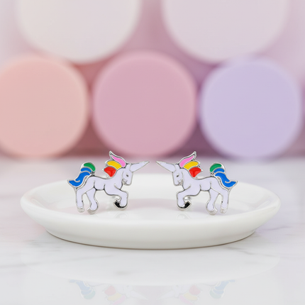 tiny unicorn earrings - lifestyle