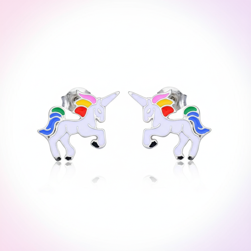 tiny unicorn earrings - white-bg