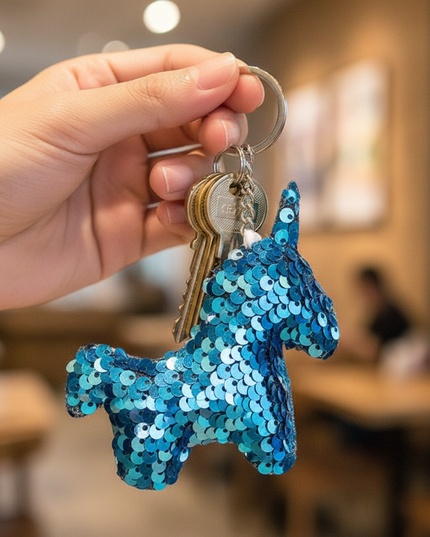 tiny unicorn keychain - in-use