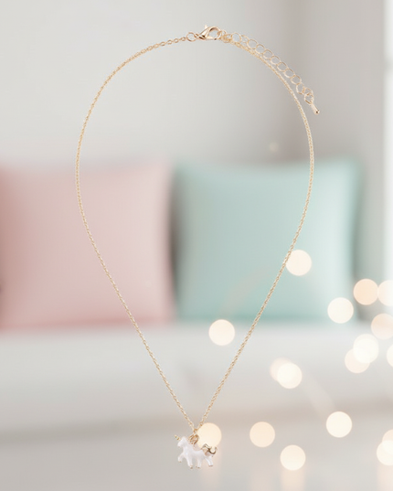 tiny unicorn necklace - lifestyle