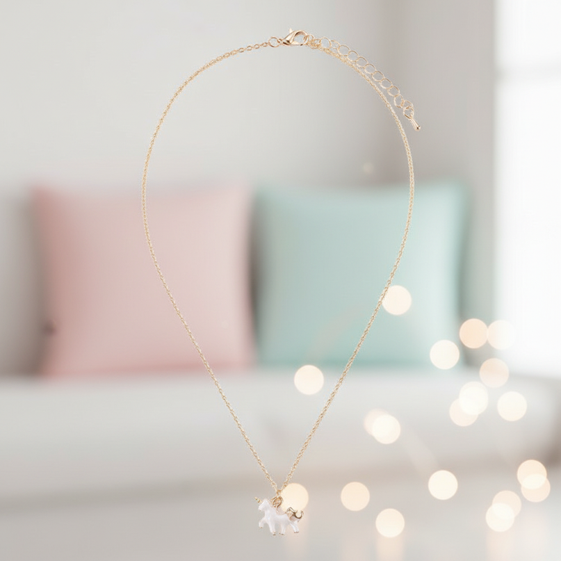 tiny unicorn necklace - lifestyle