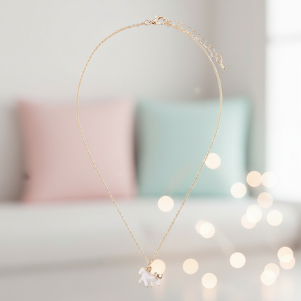 tiny unicorn necklace - lifestyle