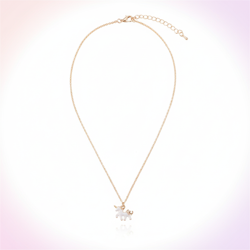 tiny unicorn necklace - white-bg