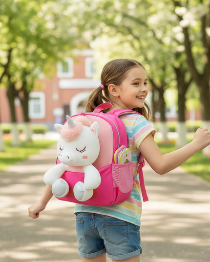 toddler unicorn backpack - in-use