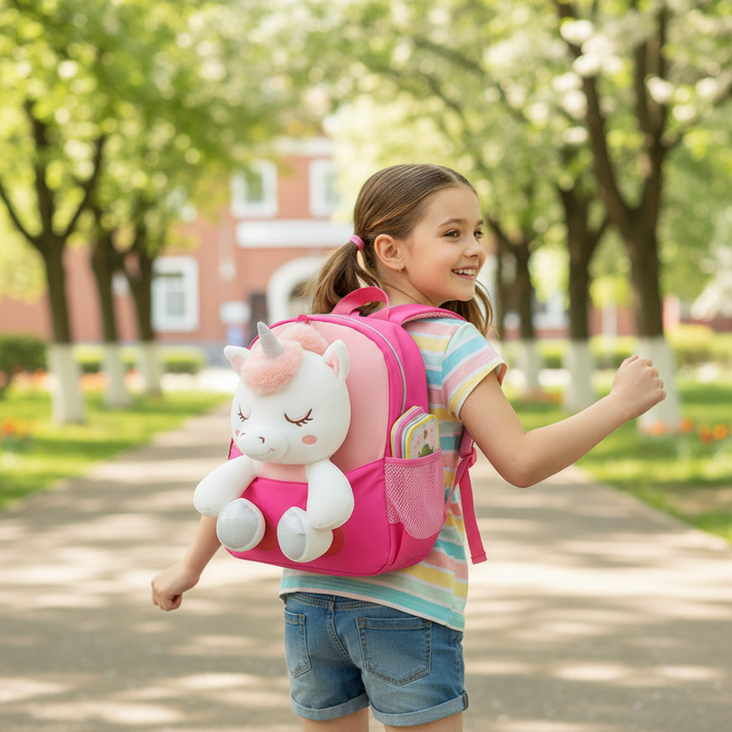 toddler unicorn backpack - in-use