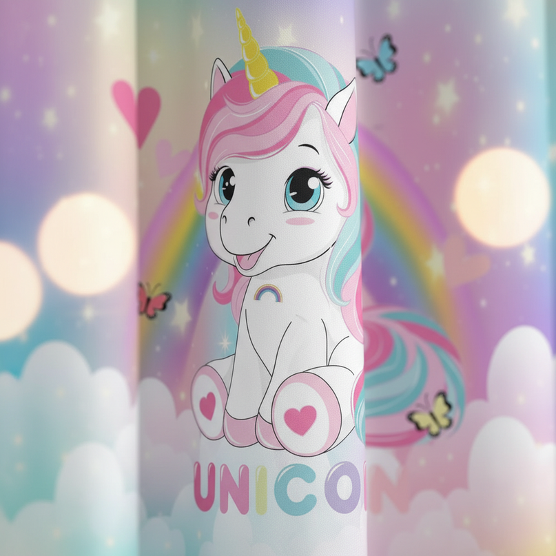 toddler unicorn curtains - detail