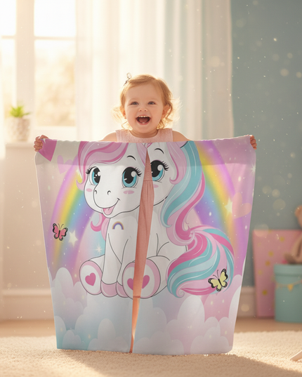 toddler unicorn curtains - in-use