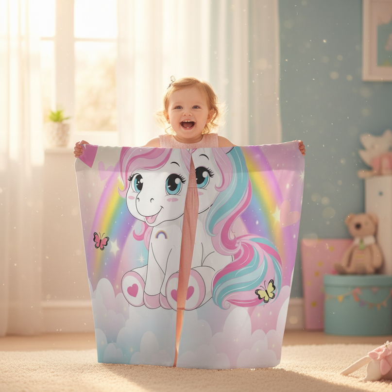 toddler unicorn curtains - in-use