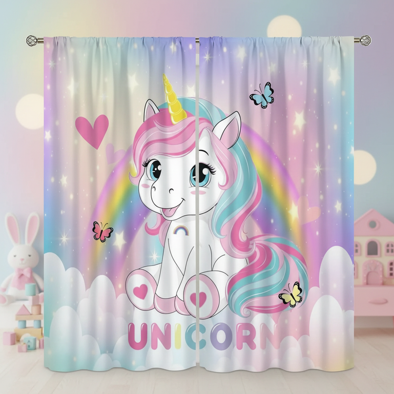 toddler unicorn curtains - lifestyle