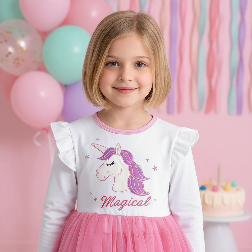 toddler unicorn dress - detail