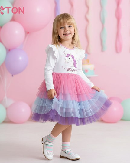 toddler unicorn dress - front